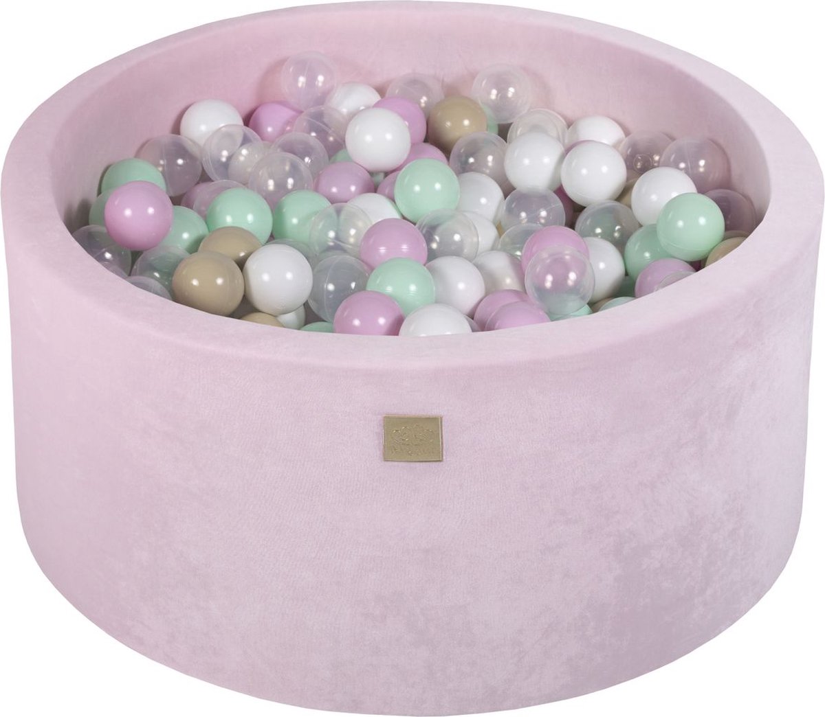 Ronde ballenbak VELVET 90x40 - Poeder Roze incl 300 ballen - Mint, Pastel Roze, Beige, Transparant, Wit |  je.nl